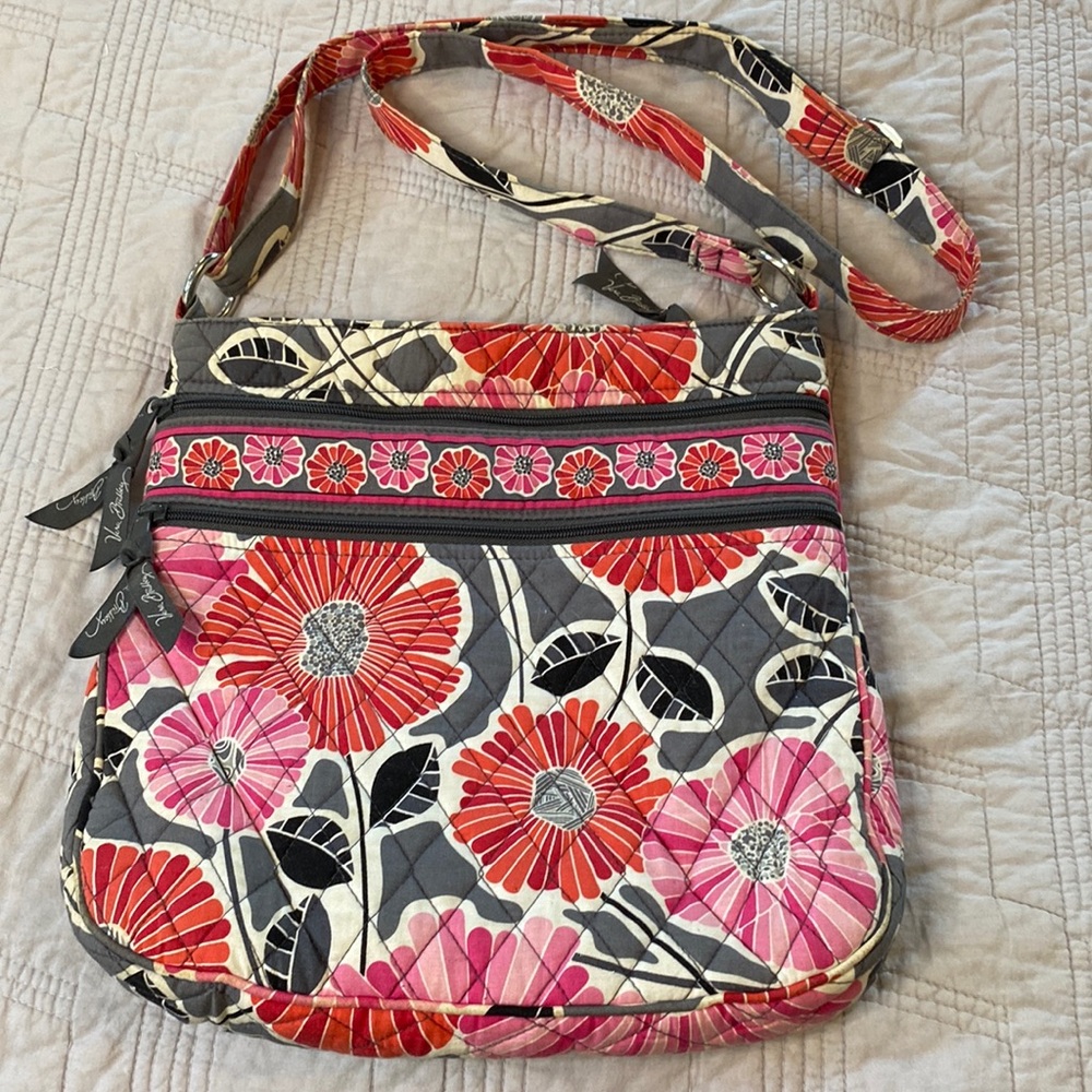 Vera Bradley Cherry Blossom Triple Zip Hipster quilted crossbody purse